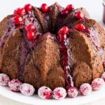 Apple Bean Cake with Warm Cranberry Sauce